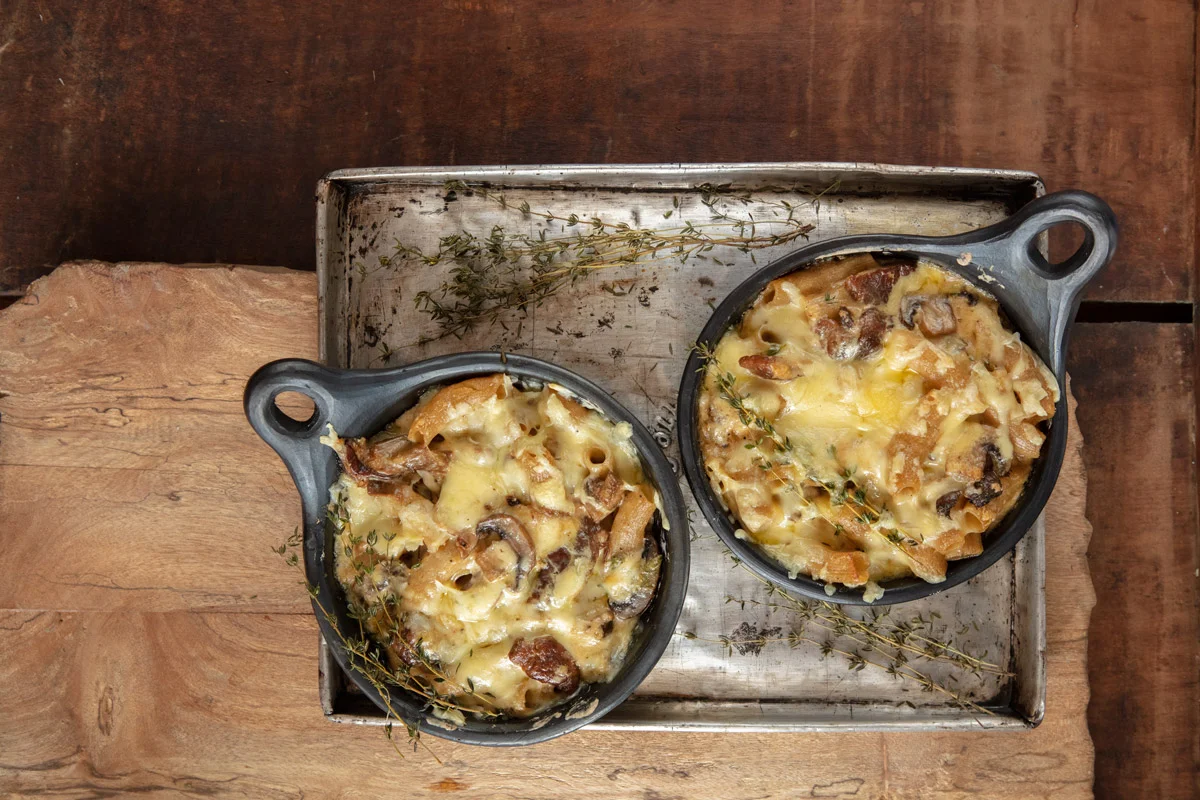 Receta de pasta de quinua horneada con setas y queso paipa